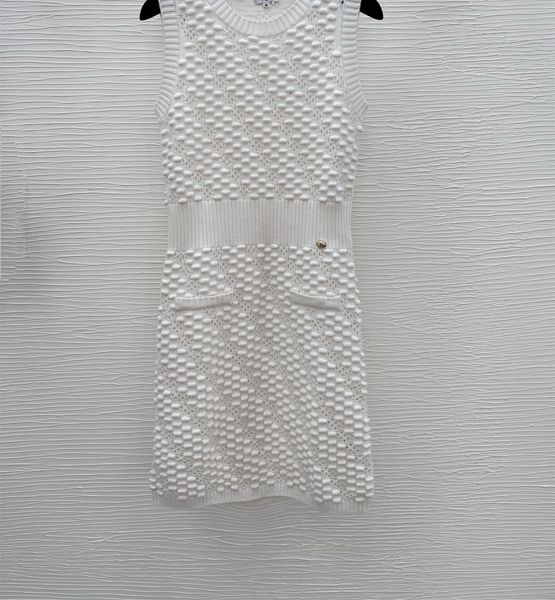 

chan 2023 summer dresses for women new dresses dinner dress ladies party dresses designer fashion spring logo grade hollow out knitting skir, White;black