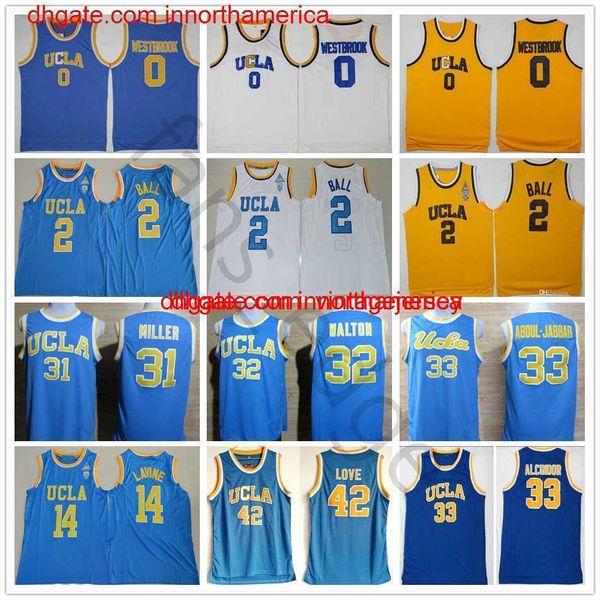 

ncaa ucla bruins college russell 0 westbrook lonzo 2 ball reggie 31 miller bill 32 walton love basketball jerseys, Black