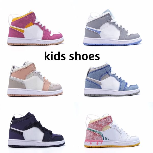 

children sneakers jumpman 1s high-royal blue big kid men designer boy girl youth basketball shoes, Black