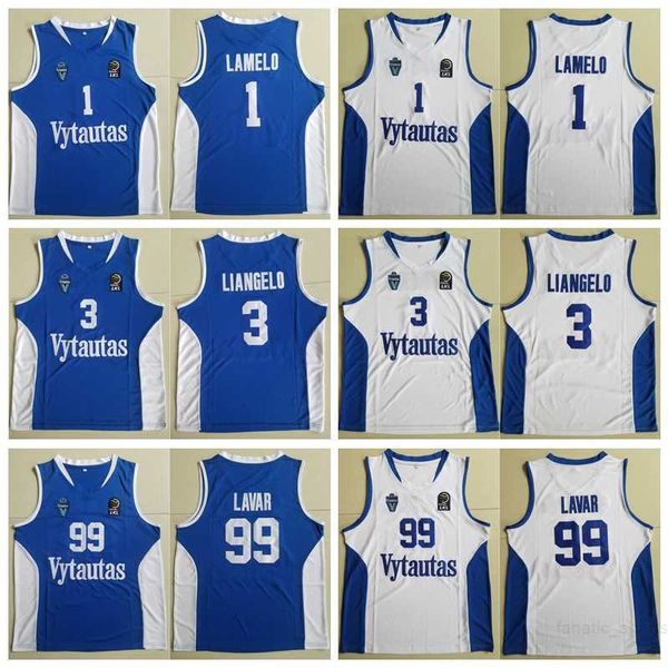 

men lithuania prienu vytautas basketball shirt 1 lamelo ball jerseys 3 liangelo ball uniform 99 lavar ball all stitched good team blue white, Black;red
