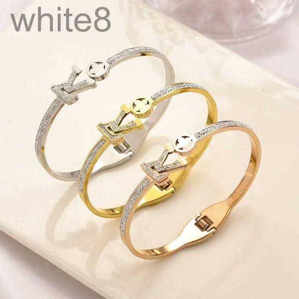 

bangle designer product bracelet letter four leaf white clay inlaid diamond spring buckle zrl8, Black