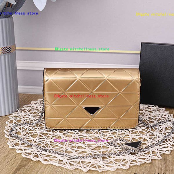 

chain crossbody bag flap messenger shoulder bags women handbags purse bright leather diamond pattern triangular interior zip pocket high