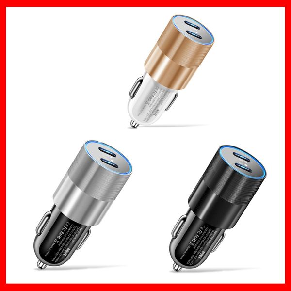

68w dual usb type c car charger metal auto pd charger adapter fast charging usb c charger for cellphone in car for iphone 13 12 car-charge c