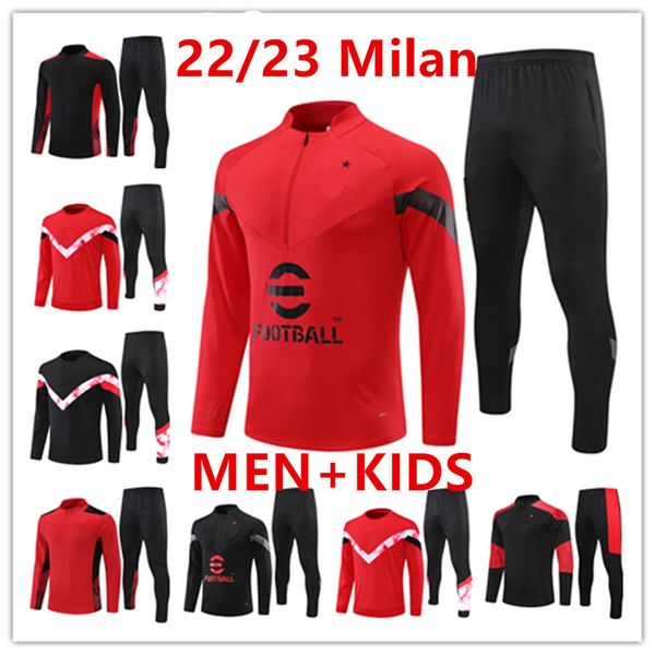 

2023 ac milans soccer tracksuit chandal futbol men and kids survetement foot jerseys kit 22 23 trainers football jersey tracksuits training, Black