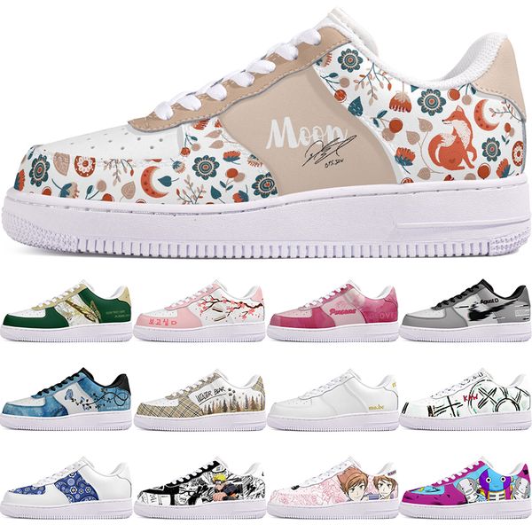 

DIY shoes winter Glossy fashion autumn mens Leisure shoes one for men women platform casual sneakers Classic cartoon graffiti trainers sports 103498