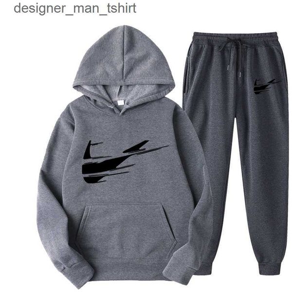 

new designer hoodie men's tracksuits sweat suits autumn winter tech fleece hoodies mens jogger jackets pants sets sporting woman fashio, Gray