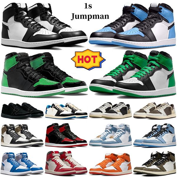 

men basketball shoes jumpmen 1 1s unc toe lucky green patent black white reverse mocha olive lost and found mens women trainers outdoor spor