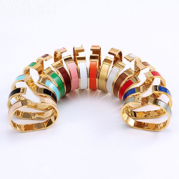 

enamel love bracelet opening bangle cjeweler designer for women plated rose gold silver pulsera homme elegant delicate h letter buckle brace, Black