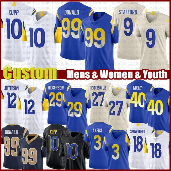

stetson bennett aaron donald cooper kupp custom football jerseys matthew stafford cam akers tyler higbee cobie durant tutu atwell ben skowro, Black;red