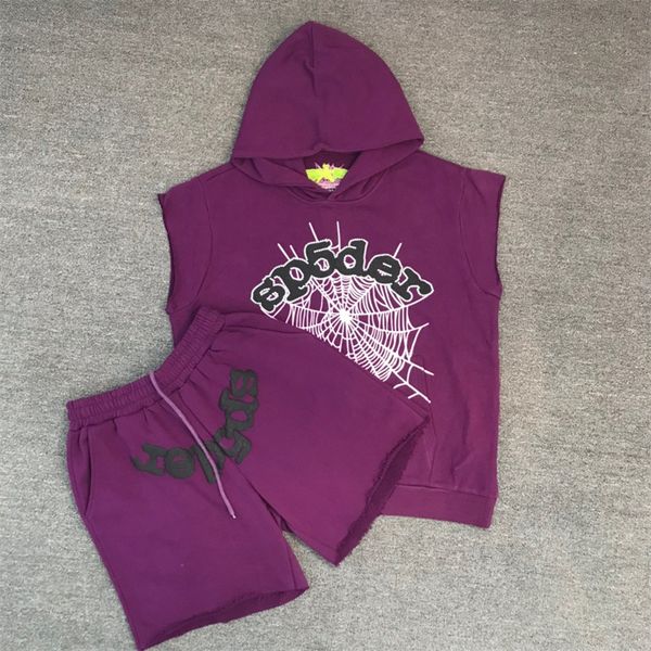 

foam print purple sleeveless hood men women hoodie loose pullovers streetwear, Black;brown