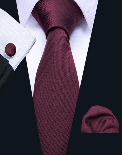 

tie set burgundy solid color jacquard woven silk necktie handkerchief cuffs 85cm discount fashion men accessories fast n5102564, Black;blue