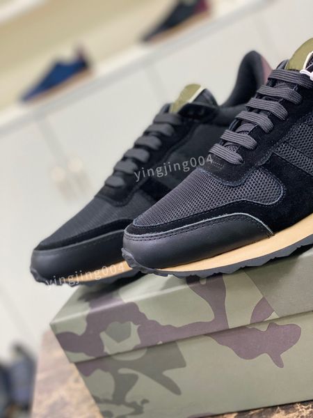 

2023 luxury designer men boots sneaker fashion casual shoes leather stripes shoe walking mens sports trainers sneakers, Black