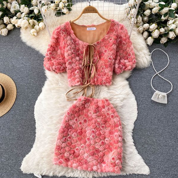 

new summer two piece dress temperament stand collar lantern sleeve lace up waist shirt high waist wide leg floral shorts 2-piece set 2023, White