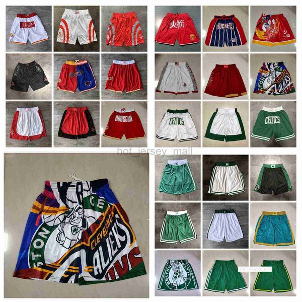 

team basketball shorts just don retro ness city version blue stripe wear sport pant with pocket zipper sweatpants hip pop white red black sh