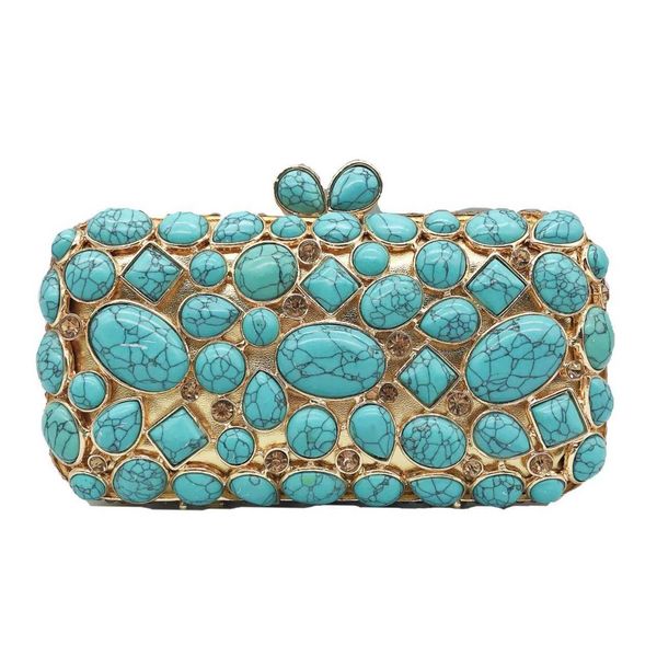 

agate bag agate turquoise diamond inlaid dinner bag banquet diamond handbag 230513