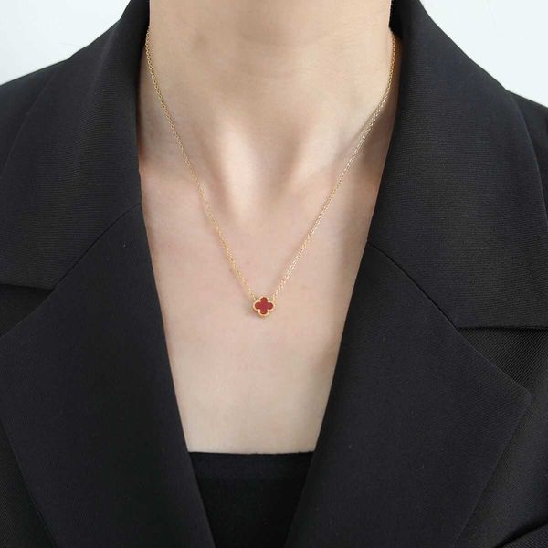 

van clover necklace designer four leaf clover pendant sicilian light luxury pendant double sided four leaf grass gold small simple mini luck, Silver