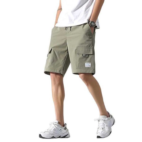 

men's shorts shionfa summer thin solid color half length casual cargo sportswear youth packets breathable beach pants 4xl p230308, White;black
