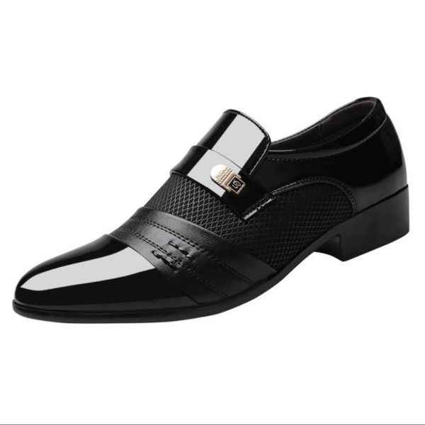 

slip on men dress shoes men oxfords fashion business dress men shoes new classic leather men's suits shoes man shoes, Black