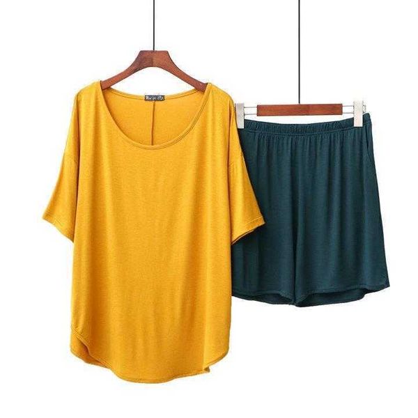 

womens summer contrast color modal short sleeved shorts loose girlfriends