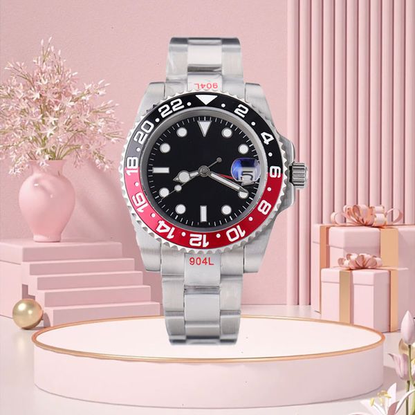 

fashion men watch Stainless Steel Business Watches With Calendar Luxury Male Sport Watch black red bezel Wristwatches automatic mechanical 8215 movement watches, S21