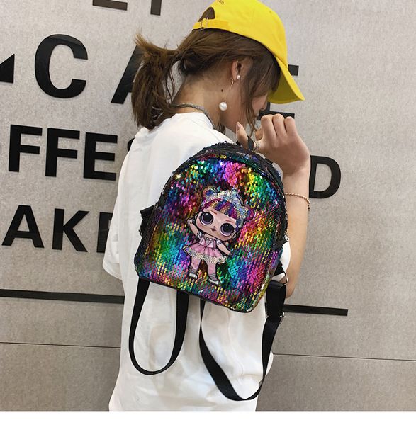 

kids backpack cartoon sequins securely attached teenagers anime kids student school bag travel bling rucksack bags for gift