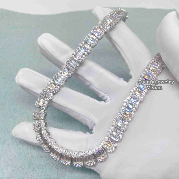 

hip hop bling jewelry iced out highest quality zircon diamond sterling silver 925 miami cz cuban link necklace