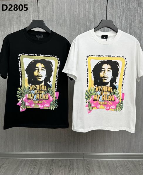 

2023ss letter print men d2 dsq cotton cotton tee poloshirt shirt men black t shirt tee hip hop men t ds2805, White;black