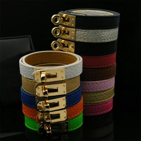 

2023 new leather bracelet men's and women's couple double loop rotary cross bracelet lychee design bracelet, Golden;silver