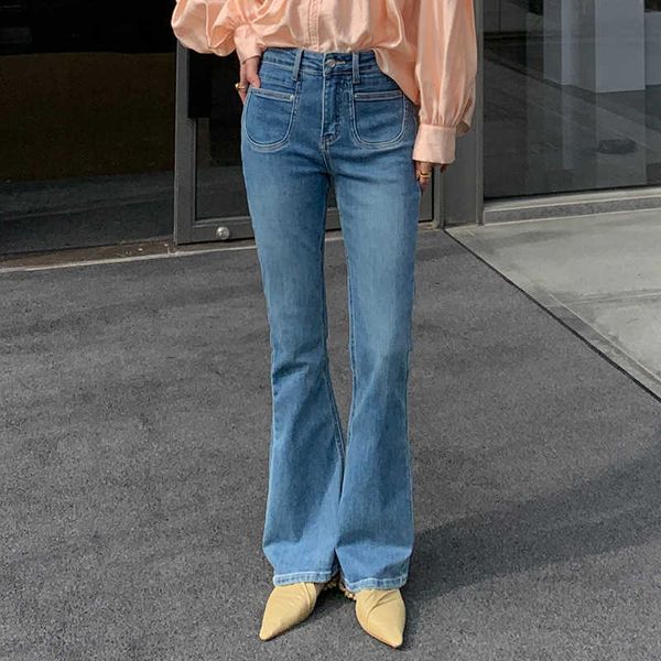 

including that high waist jeans women's 2023 spring new fit slim versatile micro ragged denim h3733, Blue