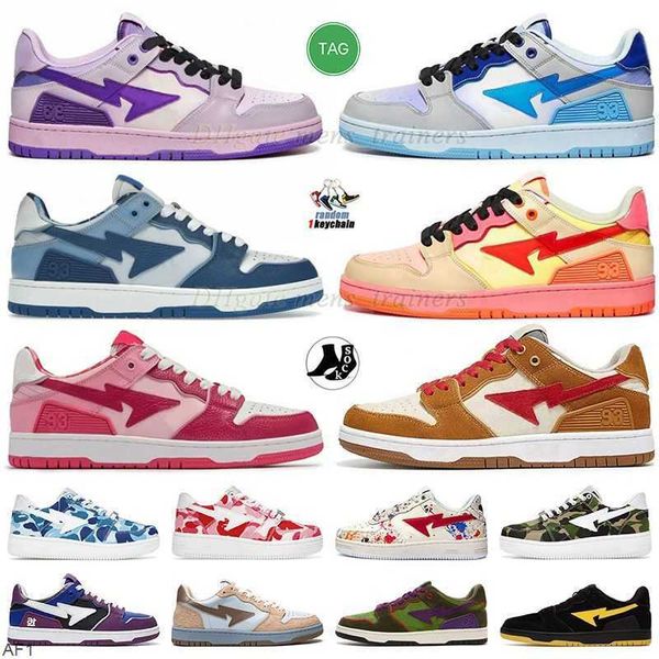 

bapestas sk8 stas casual shoes mens womens flat palt-forms sneakers vintage beige light blue pink dark puple black wheat red bapestars desig