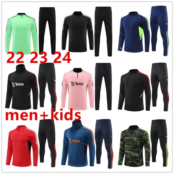 

2024 new manchesters sancho tracksuit jerseys soccer 22 23 24 half pull uniteds track suits jacket chandal training fernandes rashford sport, Black