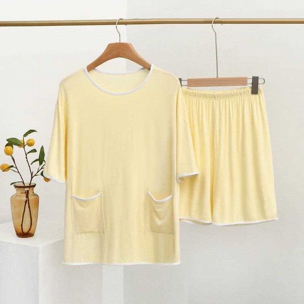 

summer loose large size short sleeve double pocket moisturizing 2 piece suit