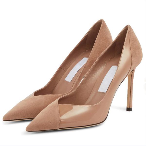

fashion women pump sandals senior london cass 95 mm pumps italy refined choo pointed toes leather and suede designer trendy evening dress sa, Black