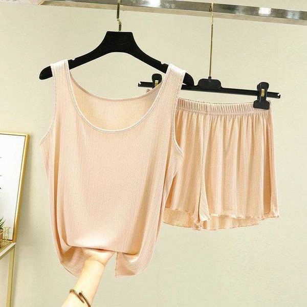 

shu cotton camisole womens summer thin casual suit loose shorts plus size outer