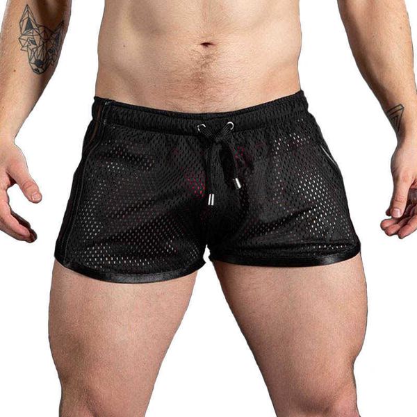

men's shorts summer three-point thin breathable quick dry mesh fitness bodybuilding male casual jogger beach short pants p230308, White;black