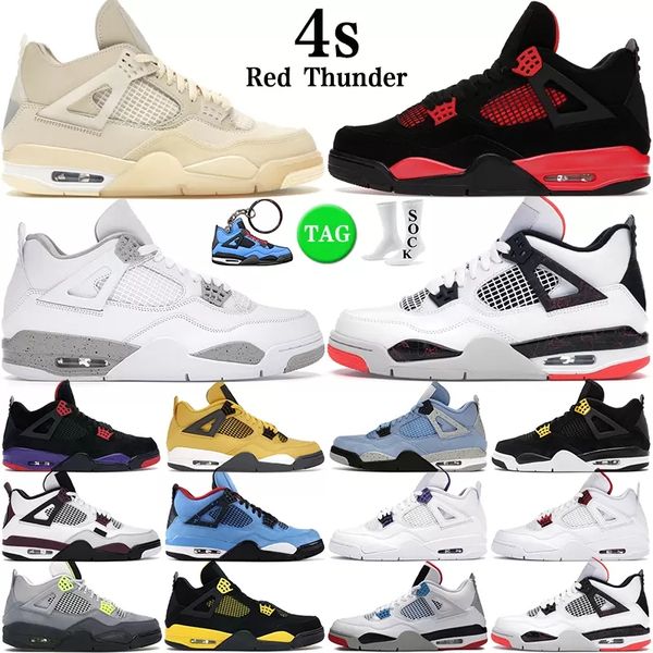 

shoes 2023 mens basketball 4s black cat red thunder 4 university blue sail white oreo tour yellow bordeaux outdoor sports trainers