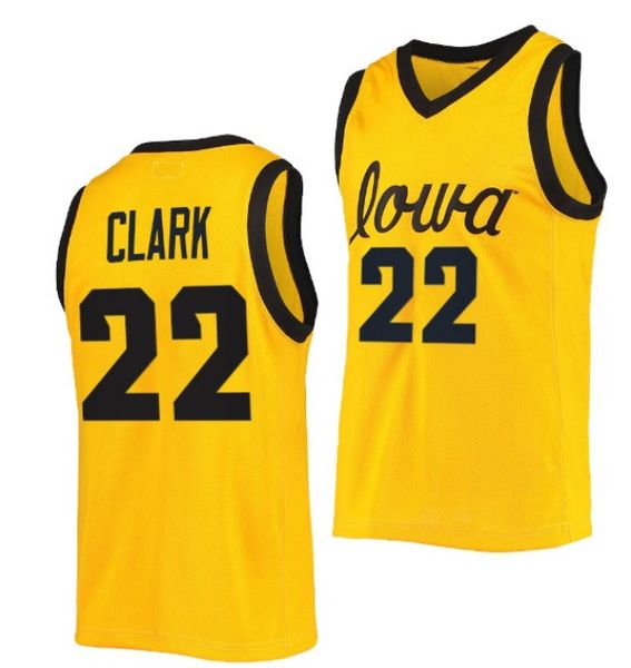 

iowa "hawkeyes" basketball jersey ncaa college caitlin clark size s-3xl all stitched youth men white yellow round v collor, Black