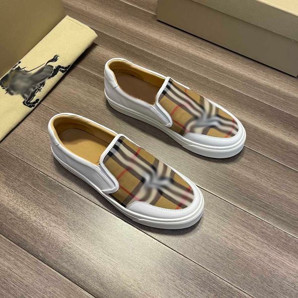 

designer cuff retro men's shoes canvas shoes plaid stripe business casual shoes with fashion letters men's shoes casual walking sp, Black