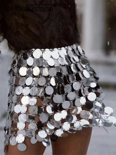 

see through metal sequin mini skirt women summer beach club party skirt pencil skirts woman 2023 rave festival clothing, Black