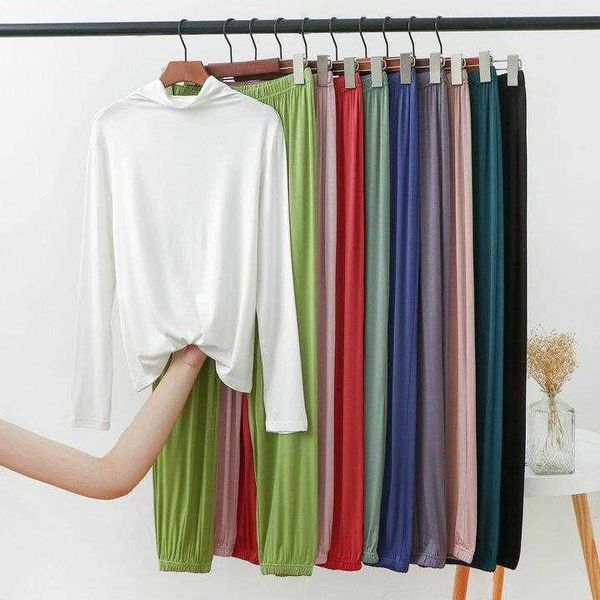 

modal large size stretch casual homewear suit turtleneck long sleeve bottoming