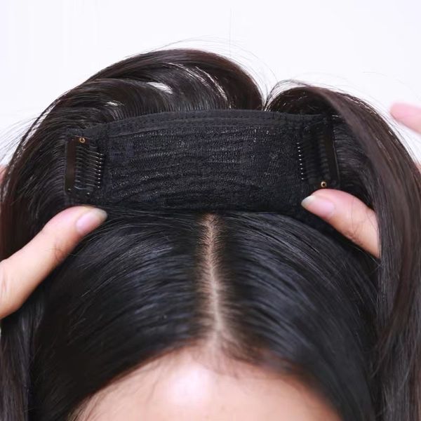

100% human hair er toupee with bang for women. 5"x5" machine made base with realistic hand tied whirl black hairpiece., Black;brown