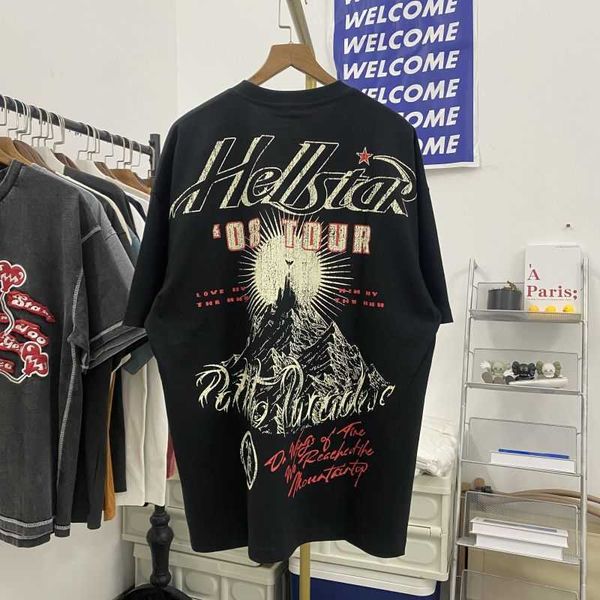 

men's t-shirts hellstar american fashion brand metal angel print tee high street men's and women's loose short purple jeans s, White;black