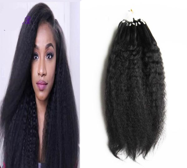 

loop hair kinky straight 100g brazilian yaki human hair micro bead remy hair7231770, Black