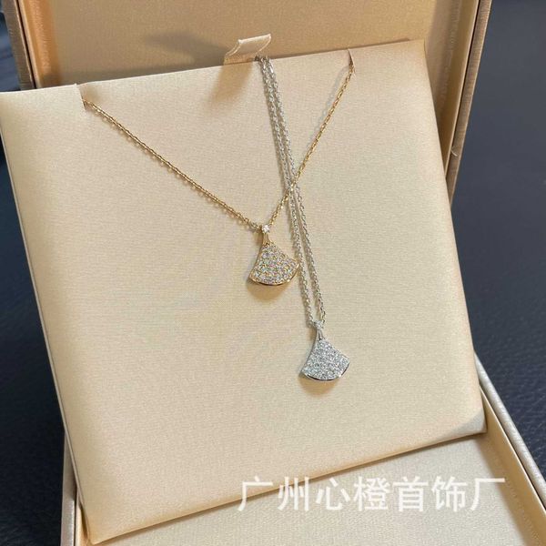 

baojia full diamond skirt necklace female 925 sterling silver fan-shaped collar chain fashionable simple and versatile