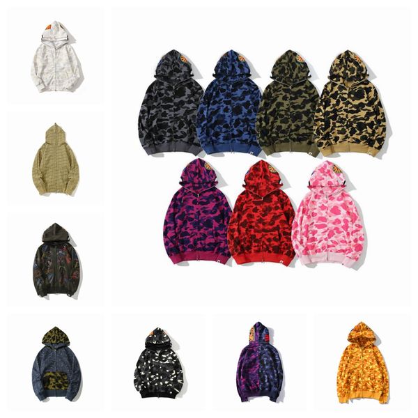 

23ss Designers Sharks Full Zip Up Hoodie Men Designers Sharks Hoodies Womens Jackets Hoody Sweatshirt Camouflage Hooded Sweater Cardigan Zipper Casual Long Sleeve, 56