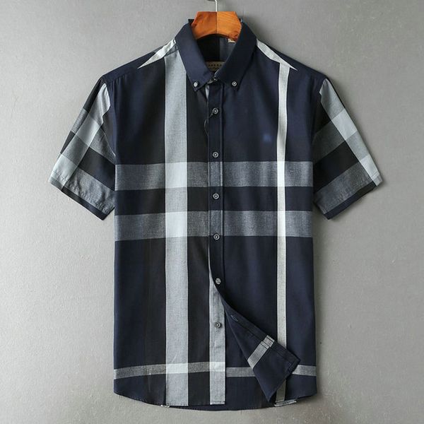 

famous luxury designer mens casual shirts fashion business social cocktail shirts burrerys mens brand spring summer checker shirts available, White;black