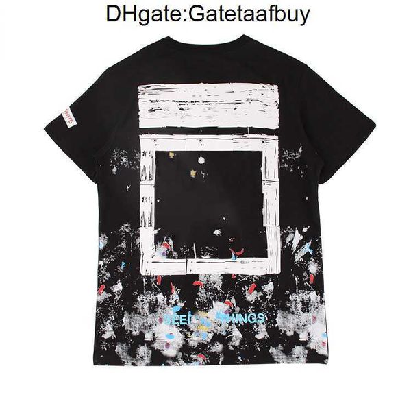 

brand mens fashion classic t shirt white black t-shirts summer designer women loose tees quality t-shirt letter arrow oil painting tshirts