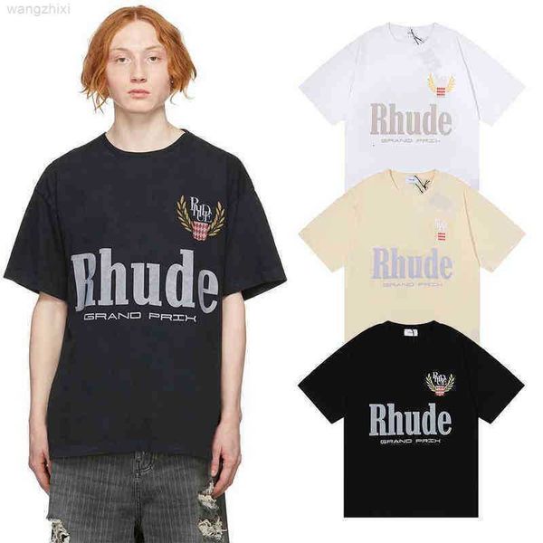 

oversize short sleeve vintage rhude t shirt men women t-shirt graphic, Black