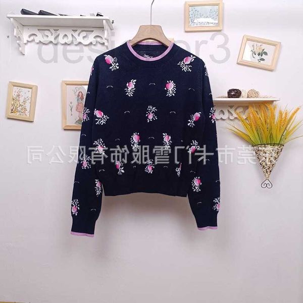 

women's sweaters designer blossom pattern age reducing temperament navy blue pullover knitwear autumn and winter new letter knitted flo, White;black