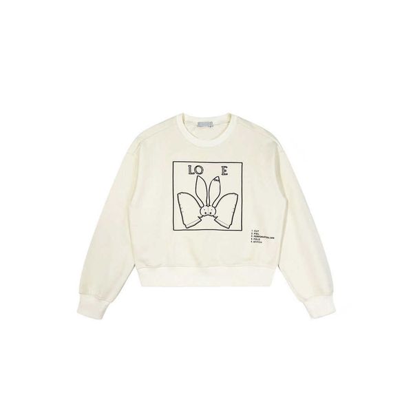 

designer luxury loes classic rabbit year exclusive embroidered casual round neck sweater fashion commuter fresh korean high waist men women, Black